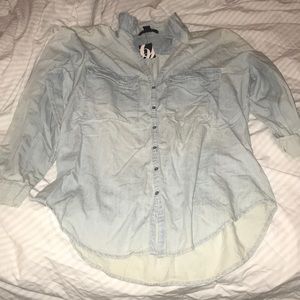 Nine West long sleeve faded denim shirt.